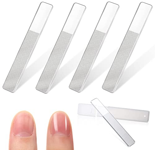 cersaty® 4 Stk Nagelfeile, Abwaschbar Nagelfeile Glas, Nano Glasfeile set,für Männer Frauen Fingernägel Zehennägel und künstlicher Gelnägel (9×1.3×0.3cm)
