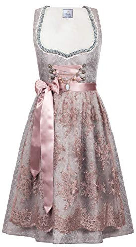 Edelnice Trachtenmode Exklusives Designer Midi Dirndl Aurelie inkl. Spitzendirndlschürze und Charivari Gr. 32-54 (54)