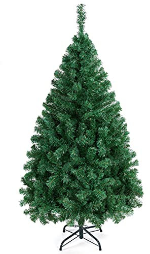 Yaheetech 5ft/154cm Artificial Christmas Tree Bushy, Spruce PVC Xmas Tree with 398 Tips and Foldable Metal Stand for Home/Office Holiday Decoration Indoor & Outdoor, Green