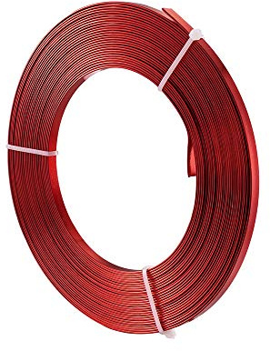Cheriswelry 5 mm platt aluminiumtråd, 10 m mjuk metall röd hantverkstråd för smycken att göra skulptera bezel ädelsten omslagning trädgårdsskötsel armogen