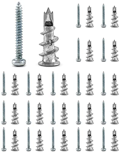 QWORK® 20 Pièces Chevilles en Métal, Chevilles en Métal, avec Vis, pour Les Fixations De Plaques De Plâtre DIY