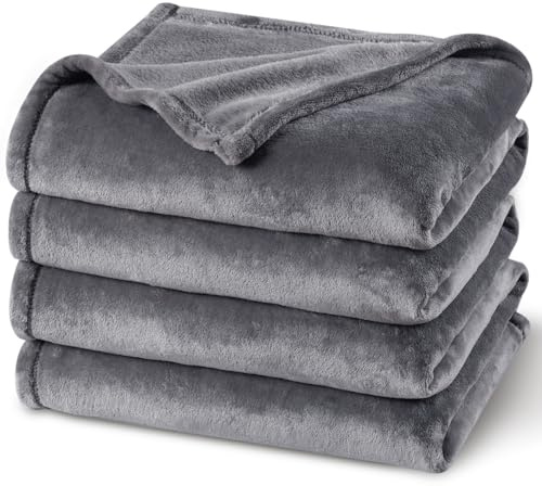 PHF Ultra Soft Fleece Blanket Super King Size 230x270cm, No Shed No Pilling Luxury Plush Cozy Flannel 280GSM Lightweight Throw Blanket for Bed, Couch, Chair, Sofa Suitable for All Season, Grey