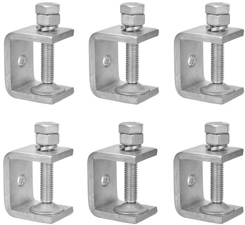 WMAZtool Stainless Steel Small C Clamp Set, 1 Inch Heavy Duty Metal C-clamp, Mini Tiger Clamp G-Clamp U Clamps with Stable Wide Jaw Opening/I-Beam Design for Woodworking Mounting Welding, 6pcs
