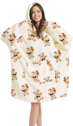 V.&GRIN Übergroße Kapuzen-Decke, Weicher Flauschfleece-Pullover Sweatshirt für Frauen Männer Kinder – Familienlook in Übergröße XXL Teddy