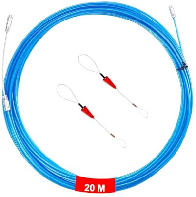 20 m Guia Pasacables, φ 3,6 mm Enhebrador de Alambre Electrico,con 2 muelles guía, para Tubería Conducto de Cable Pared, Obras de Telecomunicaciones