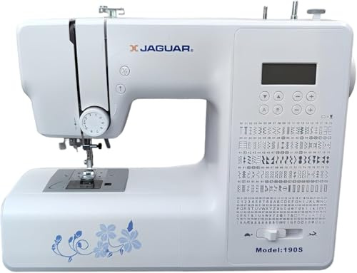 Jaguar 190S Starter Electronic Sewing Machine, Computerised Light Weight Machine, Quilting, 200 Stitches, Including 100 Letters & Numbers, 8 Buttonholes