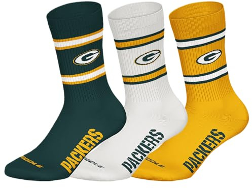 Green Bay Packers 3pk Crew Socks - GRN/WHT/YEL - 39/42