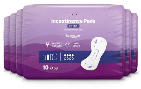 By Amazon Incontinence Extra Pads - 60 Pads (6 Packs of 10)