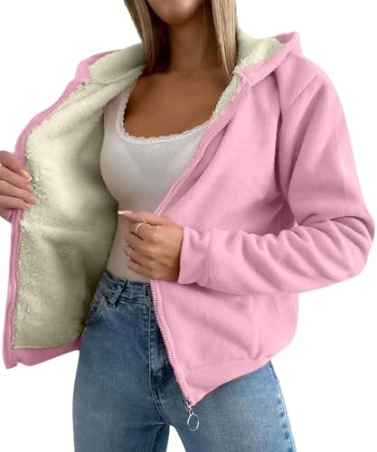 amropi Mujer Chaqueta Felpa con Capucha Sudadera Invierno Cálido Forro Polar Abrigo Casual Hoodies