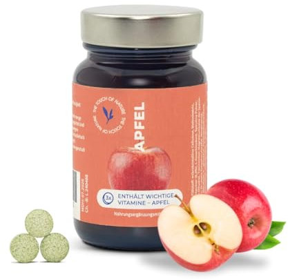 Apfel-Tabletten – THE TOUCH OF NATURE, Multivitamin-Tabletten hochdosiert, Vitamin B-Komplex & Quercetin, Natürliche Nahrungsergänzung, Vegan