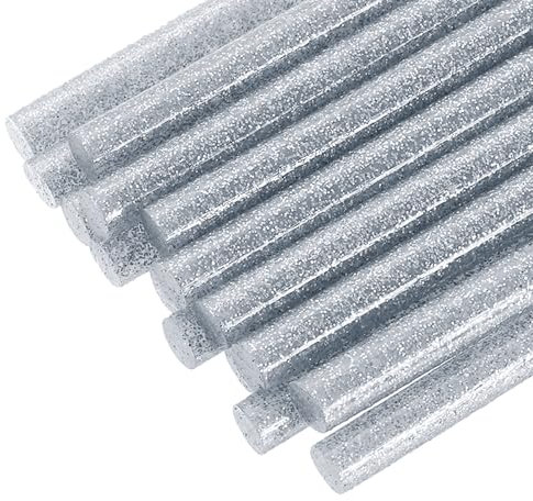sourcing map 16 Pcs Mini Hot Glue Sticks, 0.28 Dia x 3.94 Long EVA Glue Gun Sticks, Flash Silver Mini Hot Melt Glue Sticks for DIY Craft Sticky Projects
