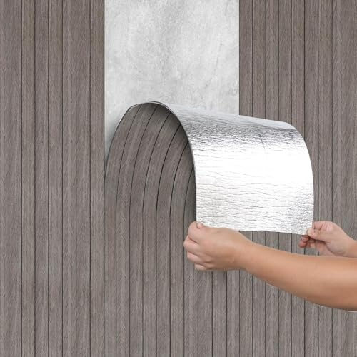 Camiraft Wandpaneele Selbstklebend Holzoptik 40 * 300cm-3D Dunkelgrau Holzoptik Wandaufkleber Schallreduzierend Panelen Wand Selbstklebend für Wohnzimmer, Schlafzimmer,Küche,Bad