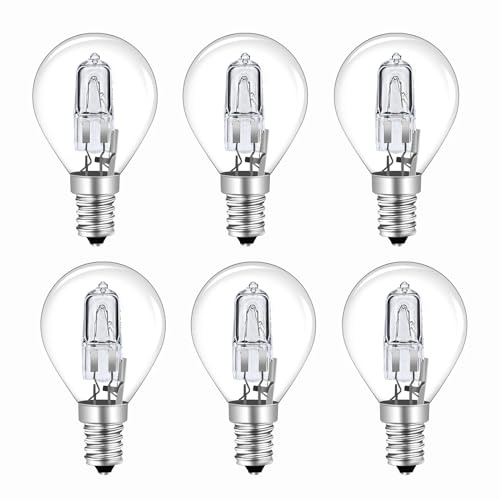 Caldarax 6 Stück Glühbirne E14 42W Dimmbar, Warmweiß 2700K Kugel G45 Leuchtmittel AC 230V Klar Glas E14 42 Watt Glühbirne für Kronleuchter, Tischlampen