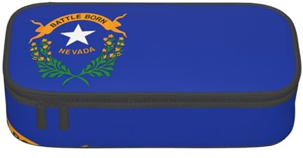Cxzmnba Federmäppchen mit Staatsflagge von Nevada, für Jungen und Mädchen, Schulanfang, Schülerbedarf, Federmäppchen, Schwarz , Einheitsgröße, Taschen-Organizer