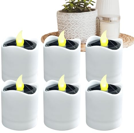 Duroecsain a Energia Solare - 6 Pezzi Decorazioni Riutilizzabili | Esterne Senza Fiamma - Idee Illuminazione Per Giardino Casa Cortile Percorsi Balcone Matrimoni Feste Compleanni