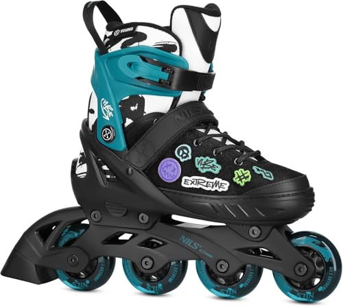 Inliner VERSTELLBAR | ABEC-5 Kugellager Inline-Skates | für Kinder & Jugendliche | Größen: 29-32, 33-36, 37-40, 40-43 | Nils Extreme Vibe (Marine, 40-43)