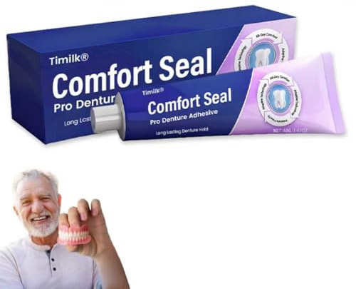Timilk Comfort Seal Pro Denture Adhesive, Timilk 2026 New Edition Denture Adhesive, Secure Denture Adhesives, Long Lasting, Acts as Soft Reliner (1)