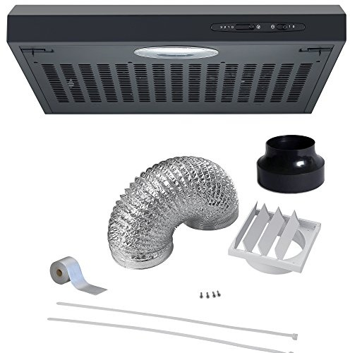 Cookology 50cm Wall Visor Cooker Hood - Extractor Fan - Ducting Kit - Black