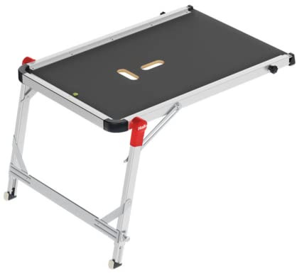 Hailo TP1 Staircase Platform - Length and Height-Adjustable Telescopic Rails and feet - Integrated Bubble Level - Two-Hand Safety Unlocking Mechanism - for use with Step stools & stepladders