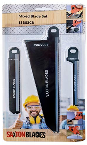 Saxton SSB03CB 3pc Blade Set Wood Metal Compatible with Black and Decker Piranha Scorpion Saws