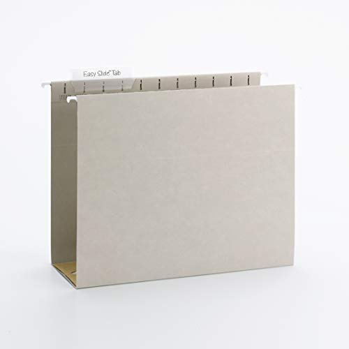 Smead TUFF 64242 - Cartella sospesa con fondo a scatola, con apertura da 10,2 cm, linguetta a scorrimento facile da 1/3, formato lettera, grigio acciaio, 18 per scatola