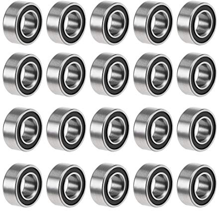 sourcing map 20 Stück Rillenkugellager MR105-2RS 5mm Innendurchm. 10mm Außen Durchm. 4mm Bohrung Doppelt Abgedichtet Chromstahl Z2