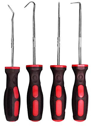 UNITEDLUX 4-Piece Precision Pick & Hook Set, Car Auto Oil Seal O-Ring Seal Gasket Pick Mini Precision Hooks Professional Puller Remover Mechanic Tool