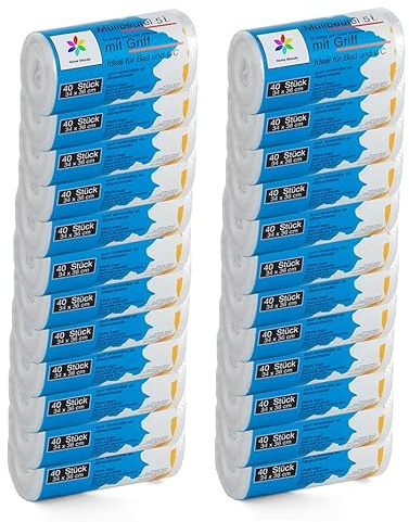 Lot de 960 sacs poubelle Premiumline 5 l 24 - Dimensions : 34 x 36 cm - Particulièrement indéchirables et étanches - Avec poignée de transport