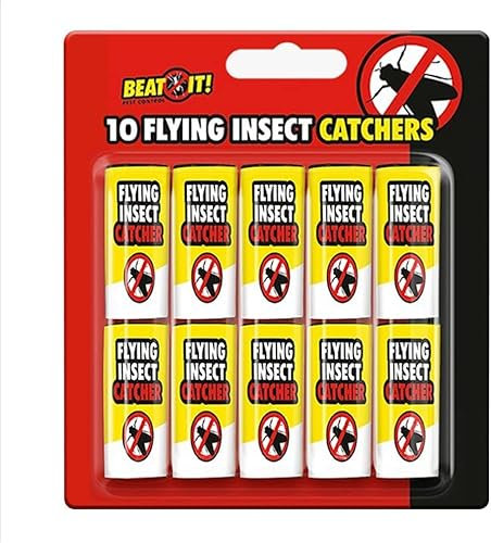 Fly Insect Catchers Sticky Glue Paper Trap for Catching Bugs Insects Fruit Flies Moths - Use Indoor & Outdoor- Easy To Use Pull Ribbon and Hang Eco-Friendly Fly Killer Pack of 10