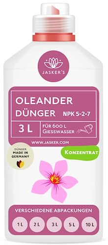 Oleander Dünger flüssig 3 Liter - Konzentrat Dünger Oleander - Mediterraner Pflanzendünger für 600 Liter Gießwasser - 100% Schnelldünger - Dünger für Oleander - Oleanderdünger