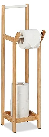 Relaxdays Toilettenpapierhalter stehend, Bambus, ohne Bohren, Ersatzrollenhalter Toilettenpapier, 72x17,5x24 cm, Natur