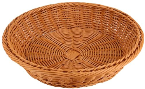 RT&BS Cesto rotondo in vimini per il pane, Cesti Natalizi per alimenti, Cesti ecologici intrecciati a mano per conservare Pane, Verdura, Frutta in Cucina, Ristorante, Negozio (Marrone, P)