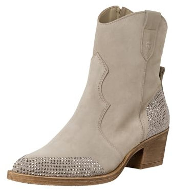 Tamaris Damen Boots mit Absatz Leder Blockabsatz; TAUPE COMBINED/braun; 36 EU