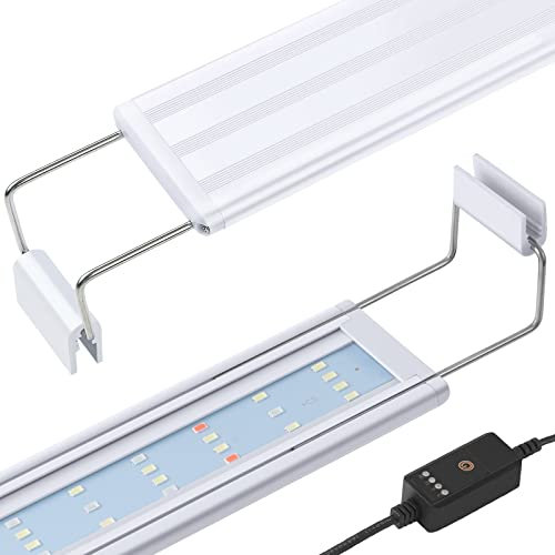 FEDOUR Full Spectrum LED Aquarium Light – 30cm 40cm 60cm Classic LED Fish Tank Light with RGB LEDs, with Timer and Stable Extendable Brackets (10W(30-50cm))