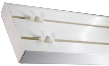TRINGLE DECO Rail PVC Blanc de 200 cm tout équipé (glisseurs, embouts, arrêt, vis, chevilles, cache vis) pour rideaux 2 voies