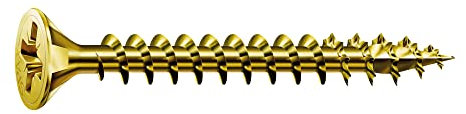 SPAX Tornillo universal 4,5 x 60 mm, 360 unidades -Tornillos para madera con rosca completa, cabeza avellanada, ranura en cruz Z2, 4CUT, recubrimiento YELLOX - 8000000287732