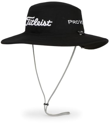 Titleist Men's Tour Aussie Golf Hat, Black/White