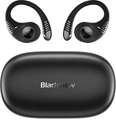 Blackview Open Ear Kopfhörer, Bluetooth Kopfhörer Sport mit Ohrhaken, Kabellos Bluetooth 5.3 Open Ear Sportkopfhörer, Duales Mikrofon Klarer Anruf, Touch-Steuerung, für Running Workout