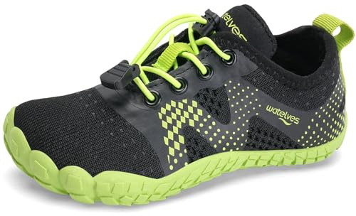 WateLves Barfussschuhe Kinder Jungen Barfußschuhe Wasserschuhe Aqua Badeschuhe für Strand Pool Schnell Trocknen Wassersport Rrutschfester（Schwarz Grün 33