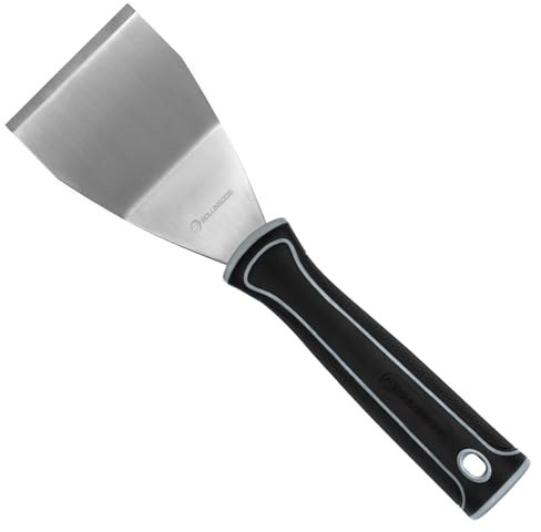 ROLLINGDOG 3 Bent Pole Scraper Malerspachtel Steifer Schaber mit dicker Edelstahlklinge,Robust und Langlebig,ergonomischem gummibeschichtetem Kunststoffgriff