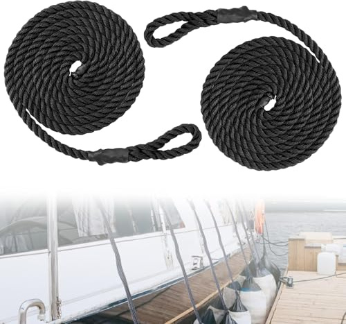 2 Pièces 10mm 2M Cordon Elastique Amarre Cordettes Polypropylène Cordages Lignes Ancre D'Amarrage Corde De Défense pour Bateau Corde d'Amarrage d'Ancre pour Ponton, Jet Ski, Canoë, Bateau à Moteur