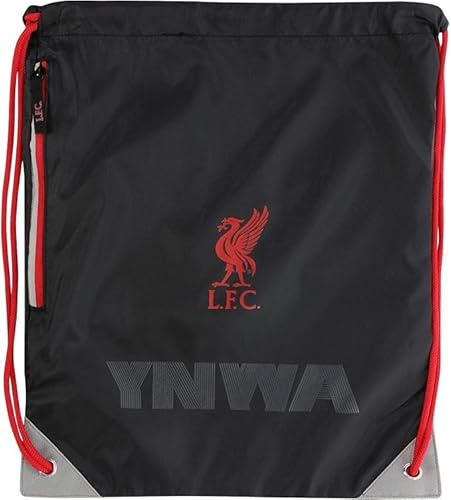 Liverpool F.C. Drawstring Gymsack, Black with Red Cord, 36.5 x 45 cm
