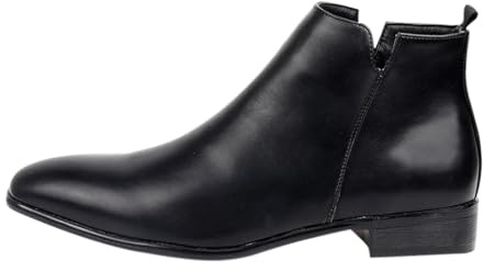Bottes en cuir pour homme - Pointed Toe - Chaussures montantes - En cuir - Avec fermeture éclair - Classiques - Pour le travail - À enfiler - Couleur unie - Chaussures de loisirs, Noir , 41 EU