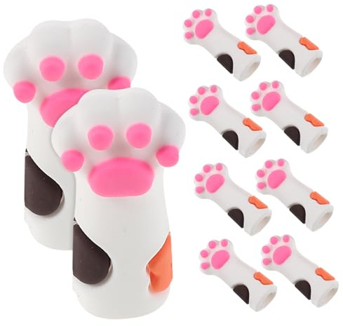 SAFIGLE 10 Piezas Fundas Protectoras de Silicona para Herramientas de Pedicura Cubiertas Suaves Forma de Pata de Gato para Tijeras de Cutícula Pinzas y Manicura Resistentes y Reutilizables