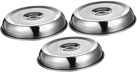CHICAMPERA Tapas para Alimentos De Acero Inoxidable 26 Cm Redondas Resistentes Antisalpicaduras para Cocina Doméstica Uso Múltiple Juego De 3 Piezas