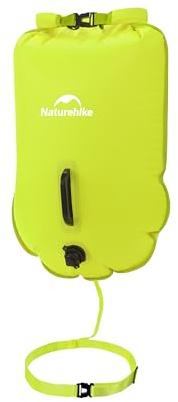 Naturehike Boya de natación de 25 l, dos airbags, bolsa de playa, impermeable, con cinturón de cadera ajustable, para nadadores, playa costera, color amarillo