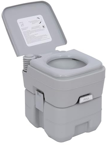 Outsunny Toilette Portable Camping Toilette de Camping pour Hommes et Femmes - Seau Hygiénique pour Voiture avec Couvercle et 2 Réservoirs Amovibles, Gris