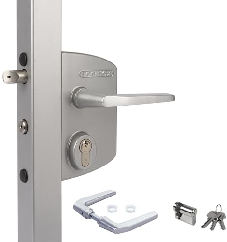 LOCINOX Drehtorschloss LAKQ4040 U2, Silber für 40 bis 60mm Rahmenprofile - Gartentorschloss, Flügeltorschloss, kastenschloss mit zylinder zum aufschrauben, Gartentürschloss
