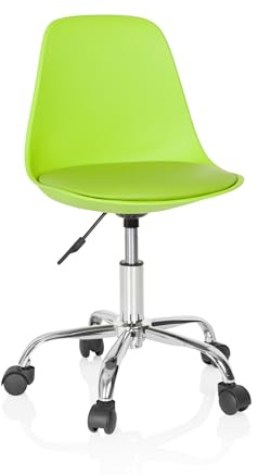 hjh OFFICE 742012 Silla Giratoria para Niños Fancy II Piel sintética Verde, Sillas de Escritorio Infantiles, Ajustable en Altura, Silla Juvenil