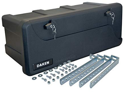 Blackit L - 750 x 300 x 355 mm + Montagesatz VH401 Edelstahlhaus, Deichselbox mit 2 Schlösser, Werkzeugkasten für Anhänger Staukiste 50 ltr Anhängerbox, Daken B50-2